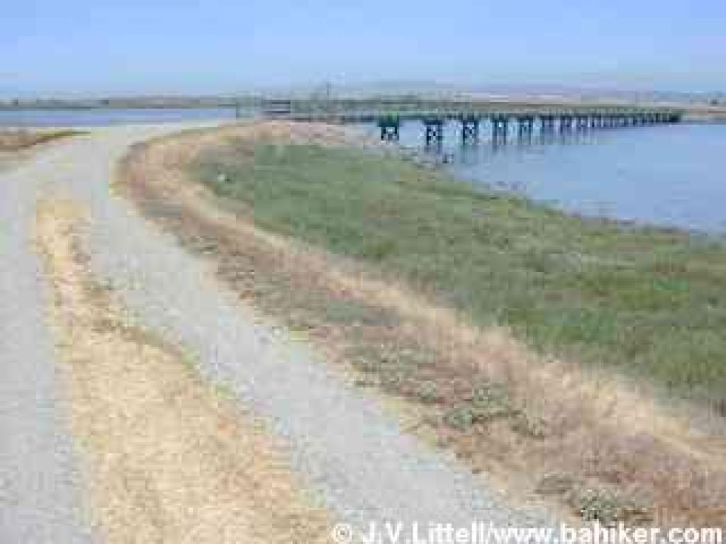 A bridge leaves Cogswell Marsh, headed toward the Flood Control Channel